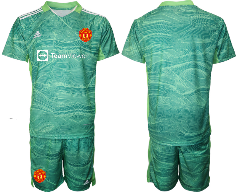 Men 2021-2022 Club Manchester United green goalkeeper blank Soccer Jersey